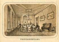 710797 Chromolitho van de Vergaderzaal van het Haagsche Koffijhuis, eigenaar A.A. van de Bilt, Café Restaurant, Plein ...